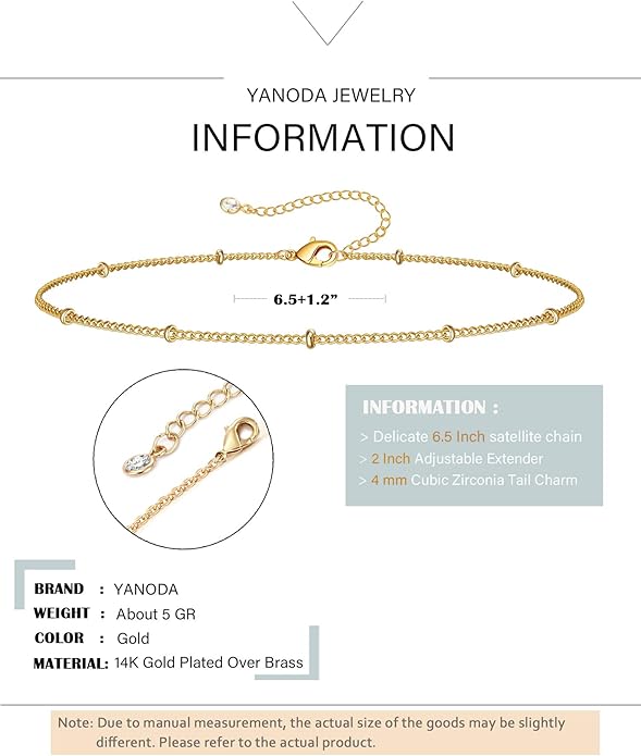 Dainty Layered Gold Chain Bracelet for Women 14K Gold Plated Handmade Adjustable Bracelet Satellite Beads Oval Mariner Figaro Link Chain Bracelets Minimalist Layering Stacking Jewelry Gift for Women
