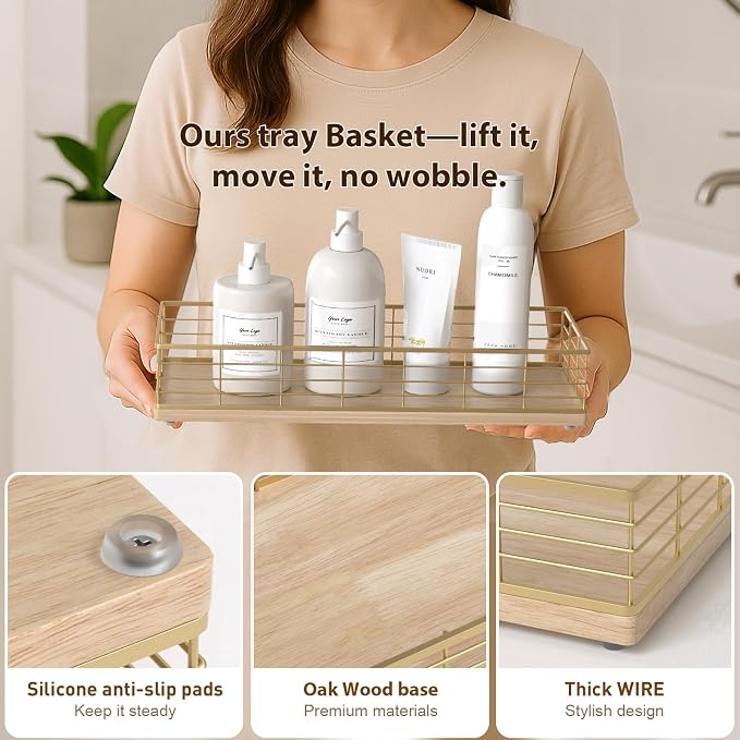 Toilet Paper Storage Basket, Narrow Bathroom Countertop Organizer, Iron Metal - Image 5