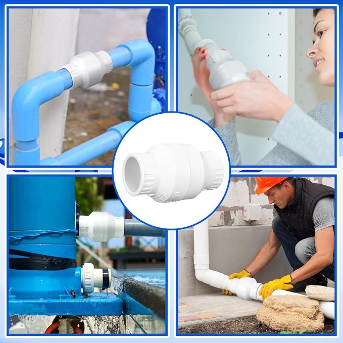Geetery 2 Pcs 1-1/2'' PVC Check Valve Slip Swing No Spring Back Flow Preventer - Image 5