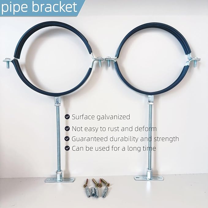 2 Sets Premium 10 Inch Adjustable Pipe Metal Bracket，Heavy Duty Galvanized Iron - Image 5