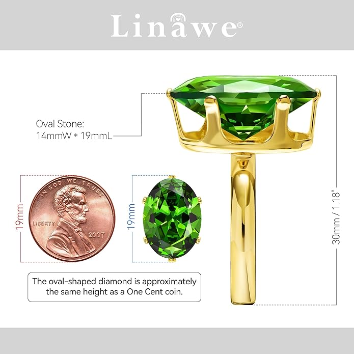 Linawe Cubic Zirconia Imitation Diamond Moissanite Rings for Women, 14K Gold/Rose Gold/Silver Adjustable Chunky Ring, Costume Rhinestone Jewelry for Wedding Engagement