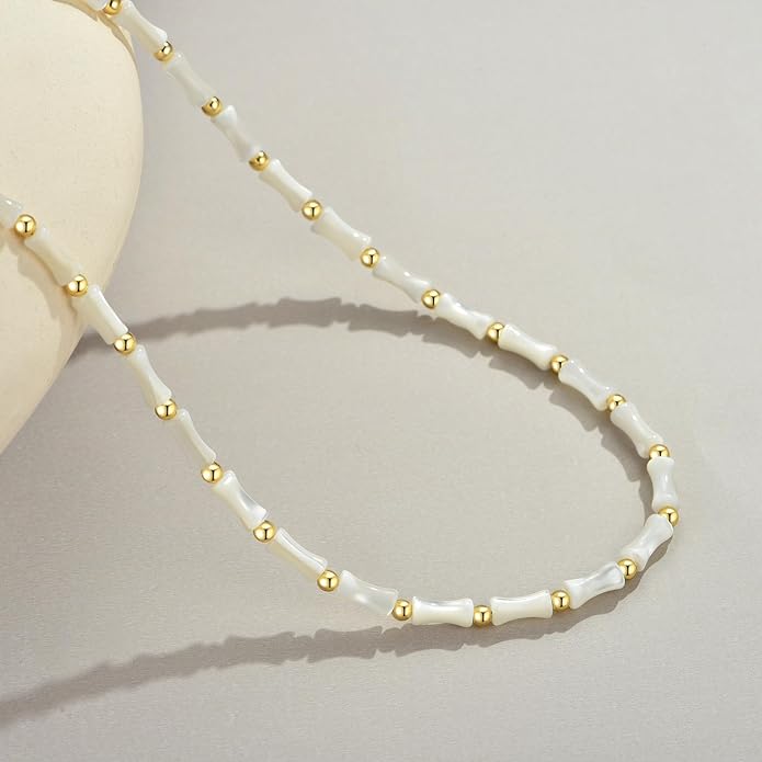 Natural Freshwater Baroque Pearl Necklace 14K Gold Plated Dainty Choker Necklace for Women Girls Snake Chain/Cuban Link/Paperclip/Ball Beaded Chain/Tennis Chain Fashion Jewelry for Gift
