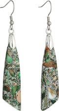 Boho Women Natural Stone Earrings Unique Healing Imperial Jasper Gemstone Energy Hypoallergenic Lightweight Dangle Drop Earrings Multiple Styles Earrings Jewelry for Birthday Party Gift