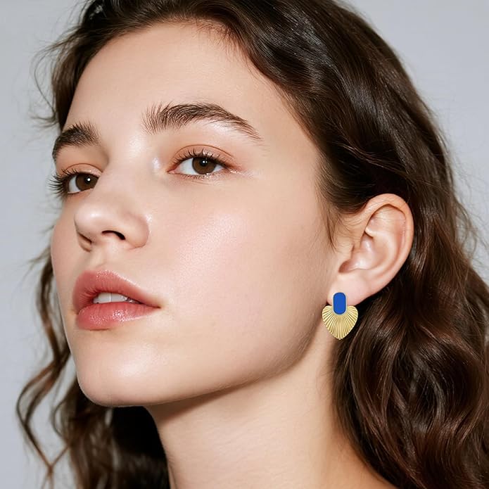 Black/White/Red/Green/Blue/Brown Heart Earrings for Women, Gold Plated Vintage Gold Earrings with Hypoallergenic Posts,Lightweight Black and Gold Dangle Statement Jewelry, Gift for Women—Girlfriend Wife Mom for Wedding, Party, Valentines Day Gifts for Her