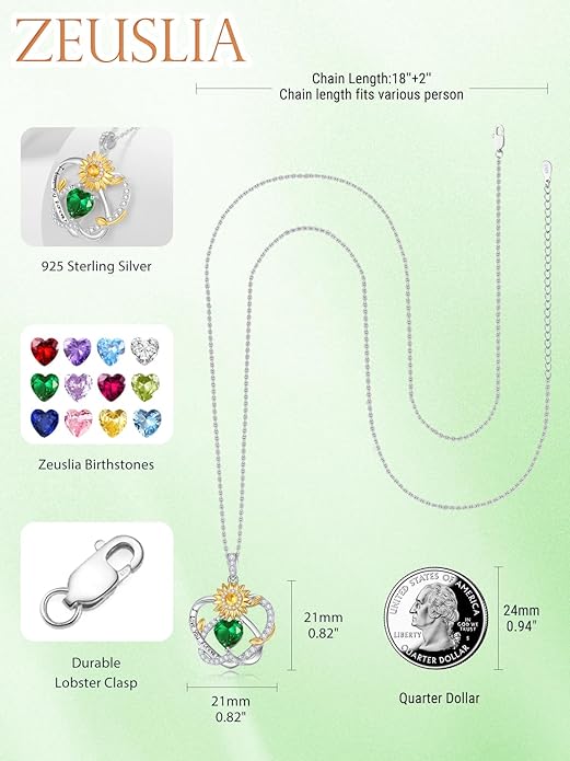 Valentine's Day Gifts for Wife 925 Sterling Silver Double Birthstone Pendant Necklaces I Love You for Always and Forever Necklace Anniversary Birthday Gifts for Wife Girlfriend Mom Her