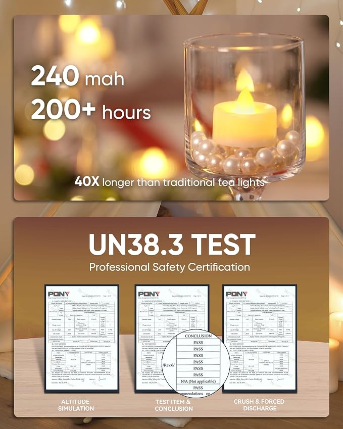Homemory 50-Pack Flameless Tea Lights Candles Battery Operated, 200+ Hours | - Image 5