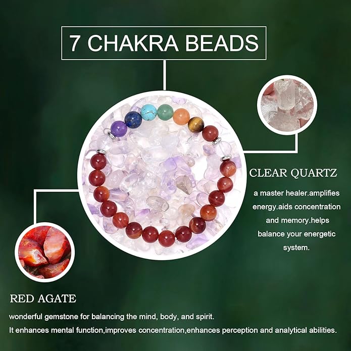 Strong Healing Crystal Bracelet 8MM Genuine Stone Bracelet Lucky Beaded Bracelet Chakra Bracelet 6.5 inch Positive Energy Inspirational Gifts for Women Mom