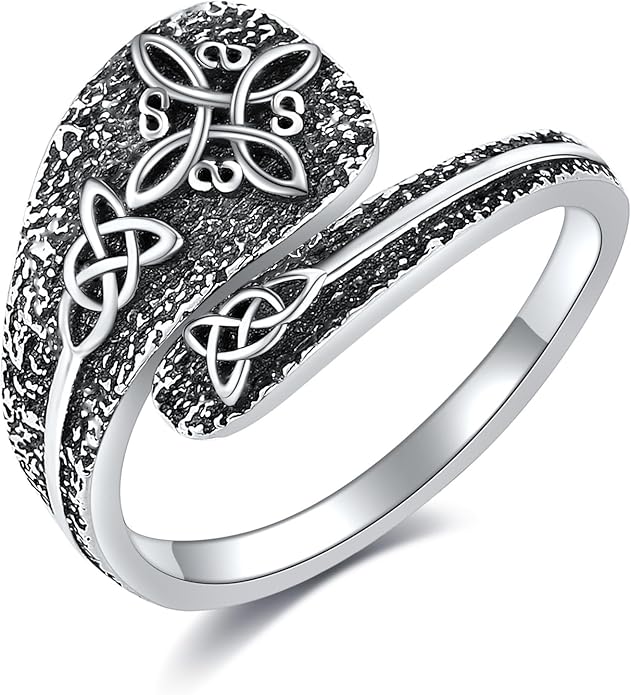 Spoon Rings 925 Sterling Silver Adjustable Hummingbird/Shark/Daisy/Tree Of Life/Dragonfly/Witches Knot/Sea Turtle Ring Thumb Rings Birthday Jewelry Gifts for Women Mother