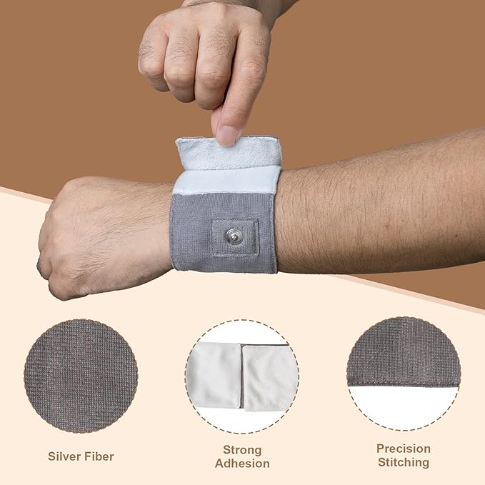Grounding Wrist Strap with Silver Fiber, Adjustable Grounding Bracelet Wristband,Improve Sleep Energy,Includes 15ft Grounding Cord(2.8 * 10.2in)