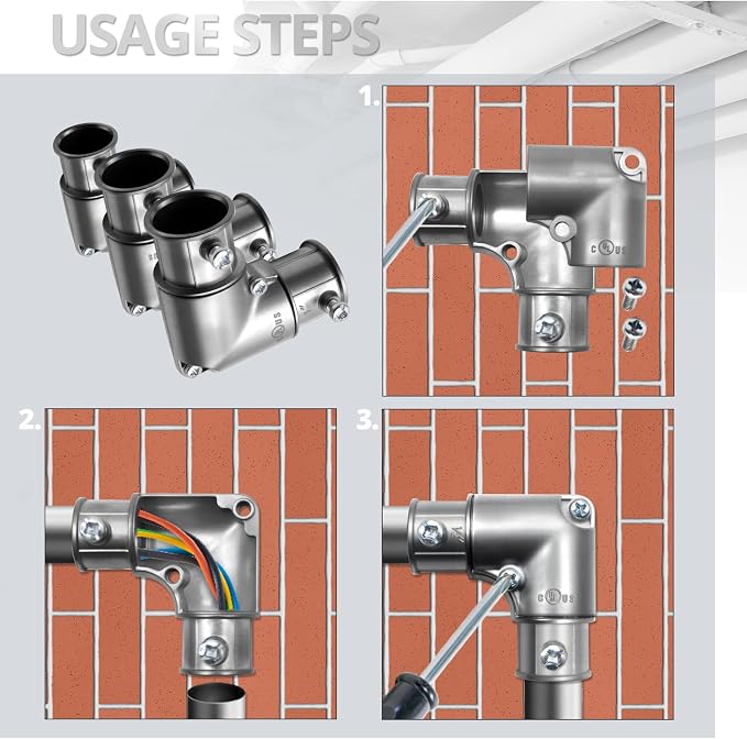 1/2" 90 Degree Inside Corner Pull-Elbow, EMT Fitting, 5 Pack | Zinc Die-Cast - Image 6