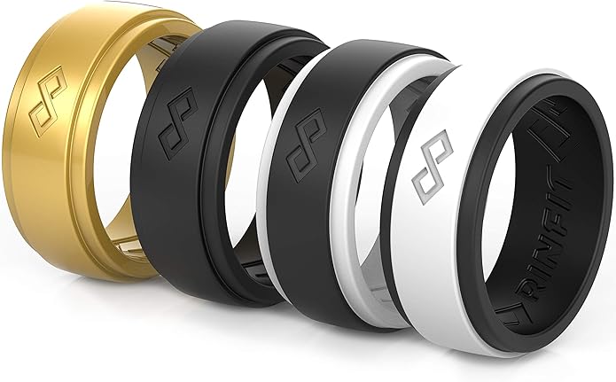 Rinfit Silicone Rings for Men 9mm Wide, 2mm Thick - Mens Rubber Wedding Bands - Infinity Ring with 2 Layers - Patented Design