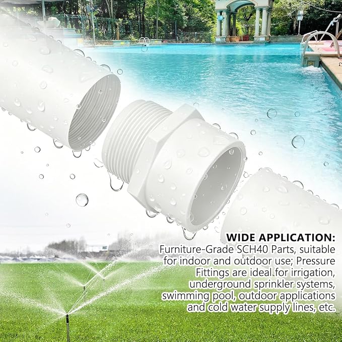 5 Pack 2" PVC Fittings, 2 inch NPT Male PVC Pipe Adapter, Swimming Pool & - Image 5
