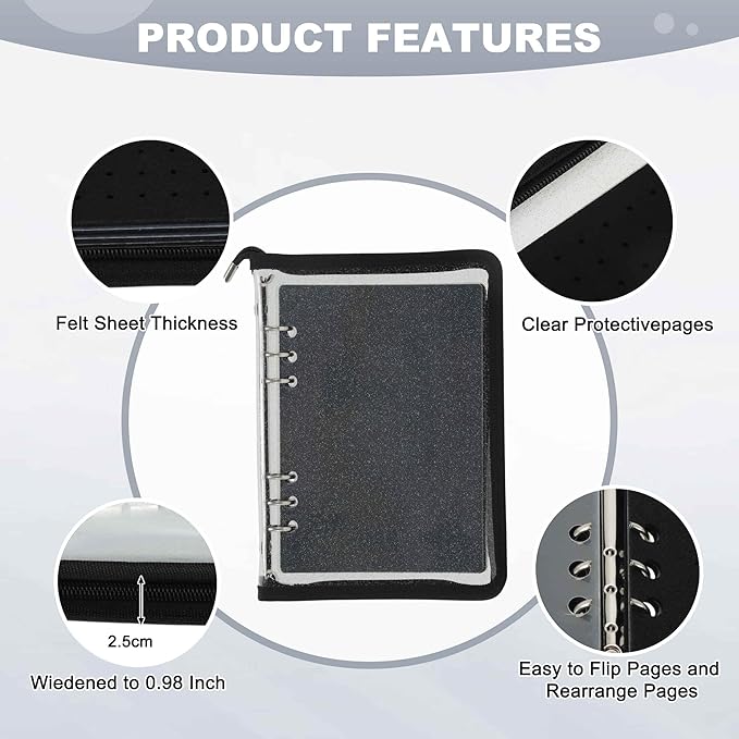 Pin Bag, Portable Pin Display Book, Ideal for Pins, Brooches Storage, Black