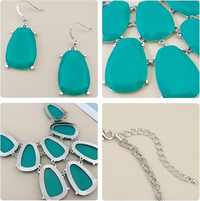 Firstmeet Chunky Bubble Statement Collar Necklace with Earrings for Women