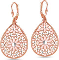 LeCalla 925 Sterling Silver Teardrop Drop Earrings for Womens | Lightweight Italian Minimalist Teardrop Filigree Earrings | Filigree Circle Drop Dangle Earrings for Women Birthday Gift