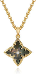 Fettero Gold Clover Necklace for Women Dainty 14K Gold Plated CZ Pendant Necklace Adjustable Chain Choker Charm Colorful Clover Pendant Lucky Necklaces for Women Jewelry