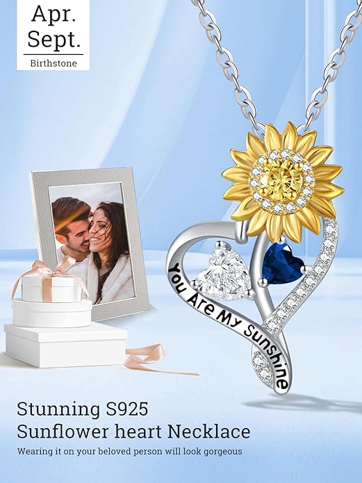 Valentine's Day Gifts for Wife 925 Sterling Silver Double Birthstone Pendant Necklaces I Love You for Always and Forever Necklace Anniversary Birthday Gifts for Wife Girlfriend Mom Her