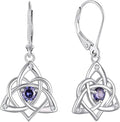 Starchenie Celtic Knot Dangle Earrings Sterling Silver Trinity Love Knot Leverback Earrings Gemstones Jewelry for Women