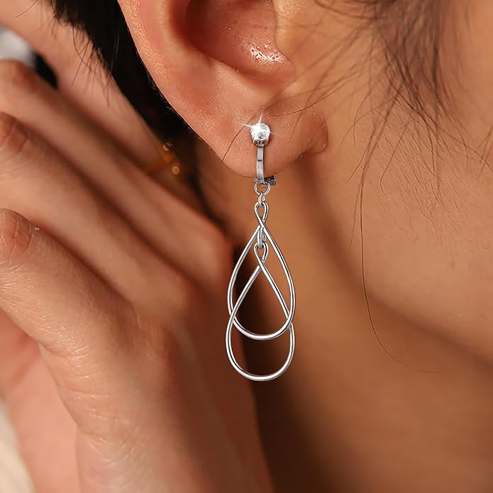 Clip on Earrings for Women Statement Drop Dangle Earrings for Women Jewelry Hypoallergenic Trendy 14K Gold/Silver Plated Earring Non Pierced Earring Jewelry Gifts Wedding Party Fashion Trendy Jewelry Gifts