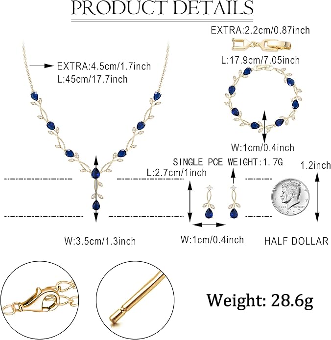 EVER FAITH Bridal Cubic Zirconia Jewelry Sets for Women, White Simulated Pearl Leaf Vine Pendant Wedding Party Necklace Earrings Set for Bridesmaid Bride