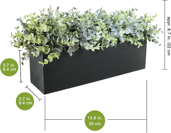 Winlyn 14" Artificial Eucalyptus Arrangement Faux Eucalyptus Plants in Black - Image 3