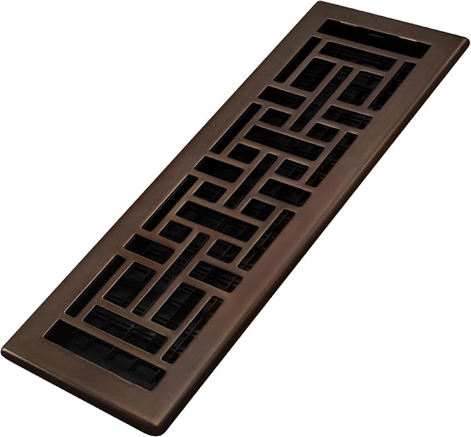 Decor Grates AJH414-RB Oriental Floor Register, 4x14 Inches, Rubbed Bronze by DecorGrates