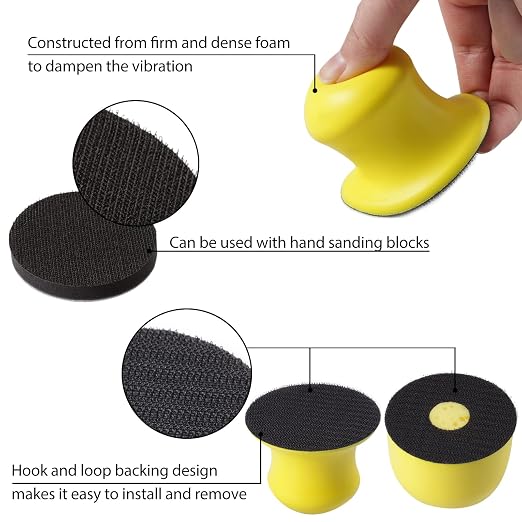 SPEEDWOX 4 Pack 3" Round Hand Sanding Blocks Hook and Loop Sanding Pad Includes - Image 2