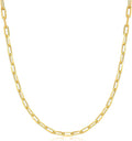 Barzel 18K Gold Plated Paperclip Necklace Chain 4MM - Made In Brazil