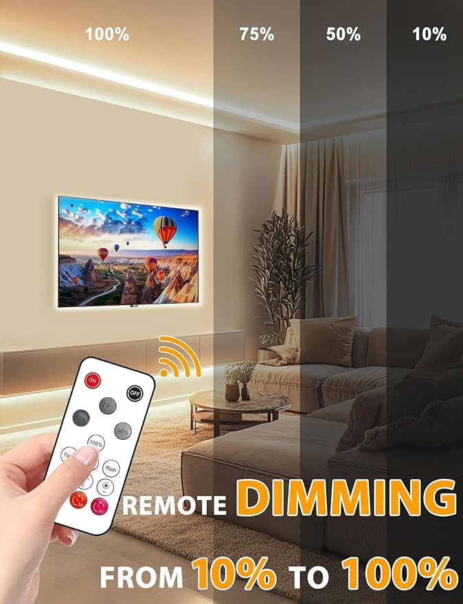 Lamomo COB LED Strip Lights, 9.84Ft Natural White Dimmable Self-Adhesive Led - Image 2