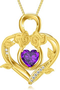 Midari 18K Gold Heart Birthstone Necklace 18K Gold Infinity Rose Necklace Birthday Christmas Jewelry Gifts for Women Wife Her Daughter Mom