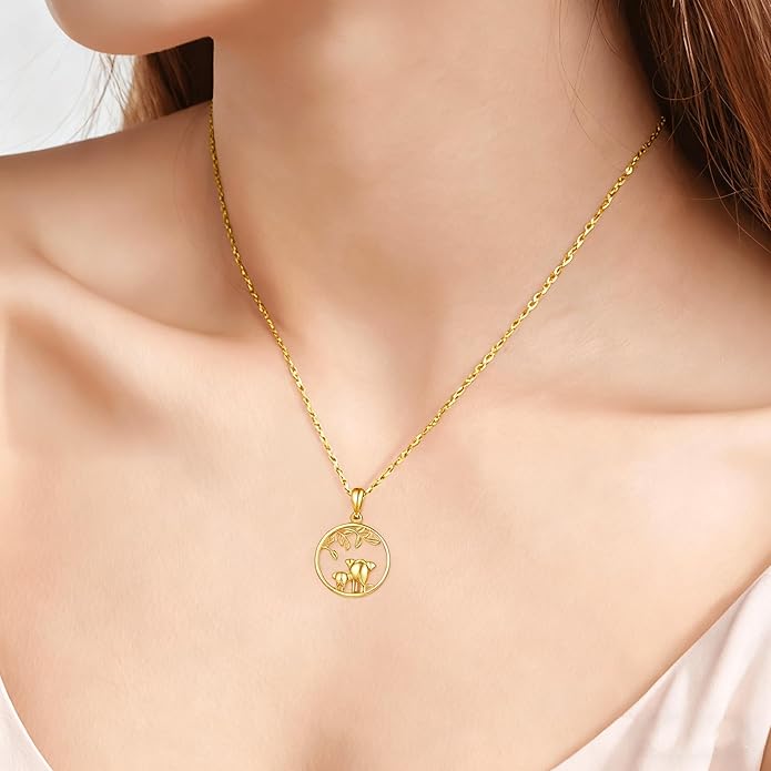 KECHO 14K Gold Animal Pendant Necklace - Dainty Zodiac & Pet Inspired Charm Necklace for Women - 16+1+1"