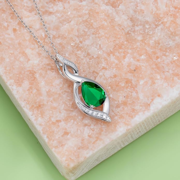 Birthstone Necklace for Women 925 Sterling Silver Infinity Love Jewelry Valentines Day Birthday Gifts for Her Mom Wife Girlfriend