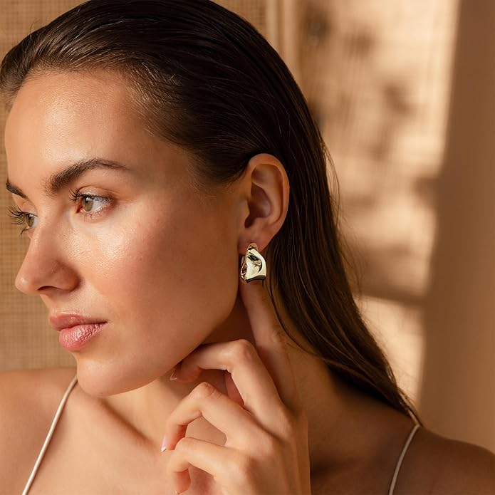 Trendy Gold Plated Knot Earrings for Women Chunky Statement Drop Dangle Earrings Lightweight Hypoallergenic Fashion Accessories Gold Jewelry Gifts for Womens