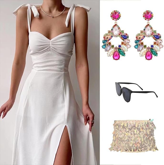 Fashion Rhinestone Statement Drop Dangle Earrings Large Colorful Crystal Chandelier Earrings for Women Bridal Wedding Party Prom