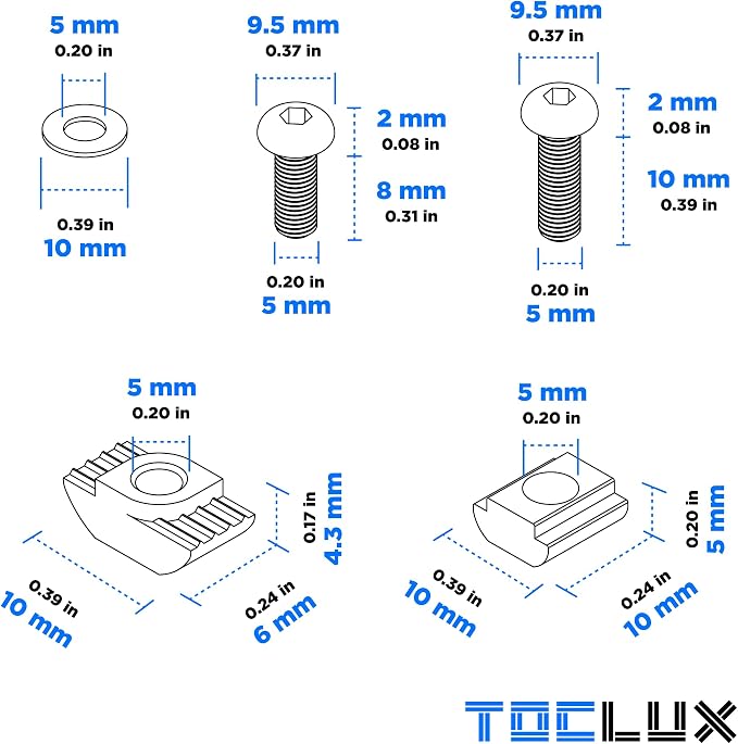 680 pcs 20 Series Aluminum Extrusion Silver M5 T-Nut and Screw Kit – Sliding & - Image 4