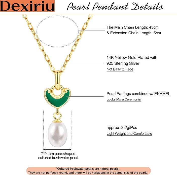 Pearl Necklace for Women with 14K Gold Plated S925 Silver & Butterfly Pendant Necklace, 17.7"+2" Chain Length, Gift for Birthday, Mothers Day, Christmas, Anniversary, Graduation