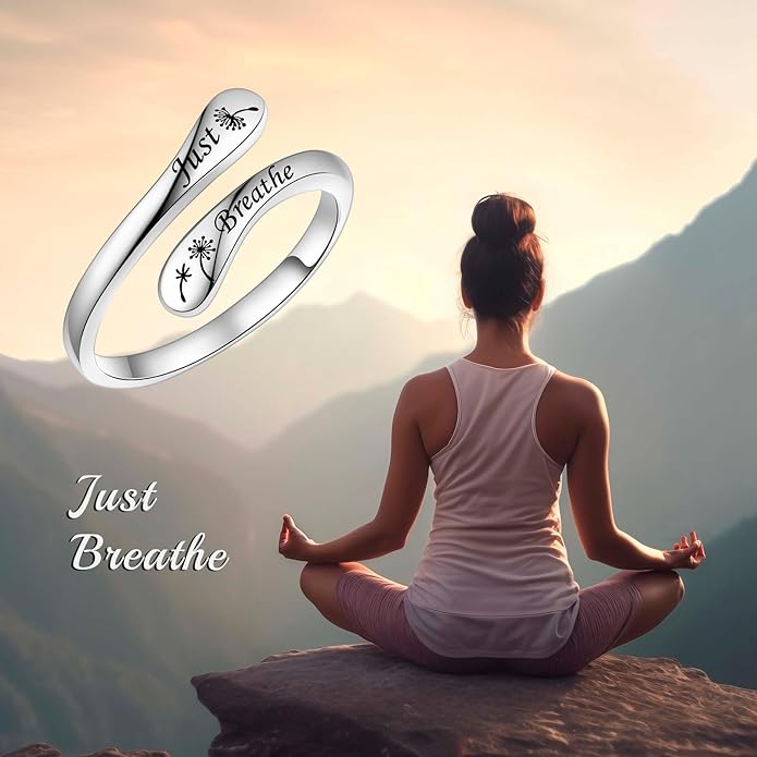 Fookduoduo 925 Sterling Silver Ring Inspirational Jewelry adjustable Wrap Open Rings for Women