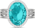 Linawe Birthstone Chunky Adjustable Rings for Women, Gold/Silver/Rose Gold Statement Rings, Imitation Diamond Fake Gemstone Crystal Cocktail Ring, Cubic Zirconia Costume Jewelry