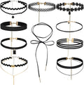 cobee 10 Pcs Gothic Choker Necklace For Women, Black Lace Chokers Adjustable Collar, Charm Stretch Necklaces Clothes Accessories
