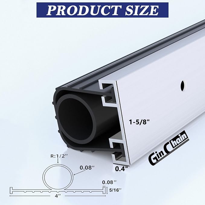 Garage Door Bottom Seal Kit, 16.5 ft Aluminum Track, 1.57 in Wide - Image 2