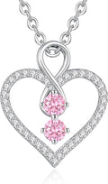 LOUISA SECRET Infinity Double Birthstone Necklace, 925 Sterling Silver Tiny Pendant Heart Necklace for Women Wife Her, Best Jewelry Gift Heart Jewelry Meaningful Gift for Valentine's Day, Christmas, Birthday Anniversary