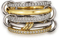 Statement Rings for Women, 18k Gold Plated Stackable Cubic Zirconia Rings, Silver Gold Multi Ring Mixed Metals Stackable Ring Set for Women Non Tarnish
