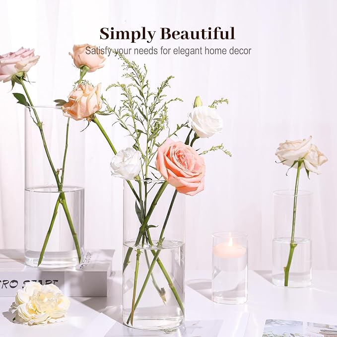 16pcs 4/6/8/10 Inch Clear Glass Cylinder Vases - Image 5