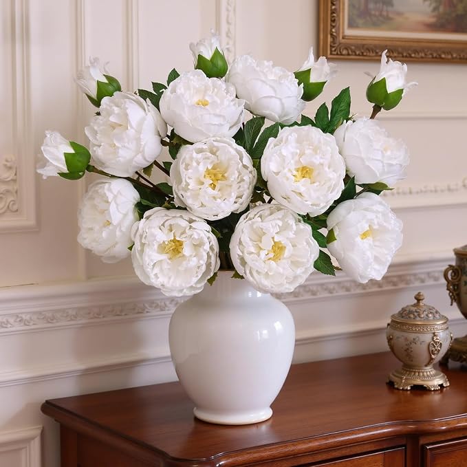 5PCS 22in Peonies Artificial Flowers, Real Touch Latex Fake Peonies | Lifelike by MARTINEMALL