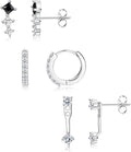 FIASASO 3 Pairs 925 Sterling Silver Hypoallergenic Earrings for Women Trendy - 14K Gold Plated Stud Hoop Cartilage Earrings Set Small Earring Stacks for Sensitive Ears Non Tarnish Dainty Silver Earring