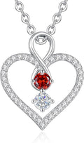 LOUISA SECRET Infinity Double Birthstone Necklace, 925 Sterling Silver Tiny Pendant Heart Necklace for Women Wife Her, Best Jewelry Gift Heart Jewelry Meaningful Gift for Valentine's Day, Christmas, Birthday Anniversary