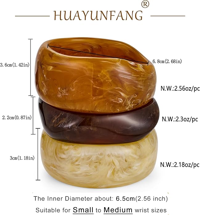 Chunky Resin Bracelet for Women Vintage Tortoiseshell Resin Bangle Bracelets Set Wide Acetate Wristband Acrylic Bracelet Statement Jewelry