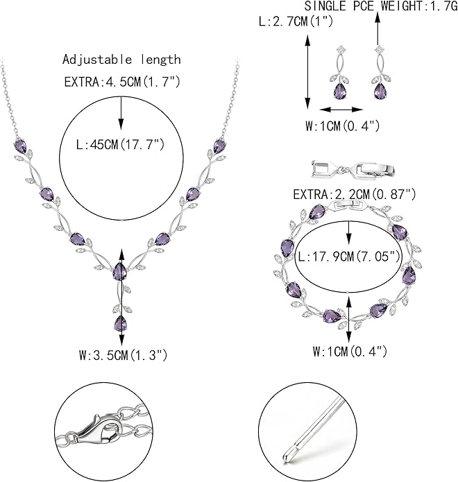 EVER FAITH Bridal Cubic Zirconia Jewelry Sets for Women, White Simulated Pearl Leaf Vine Pendant Wedding Party Necklace Earrings Set for Bridesmaid Bride