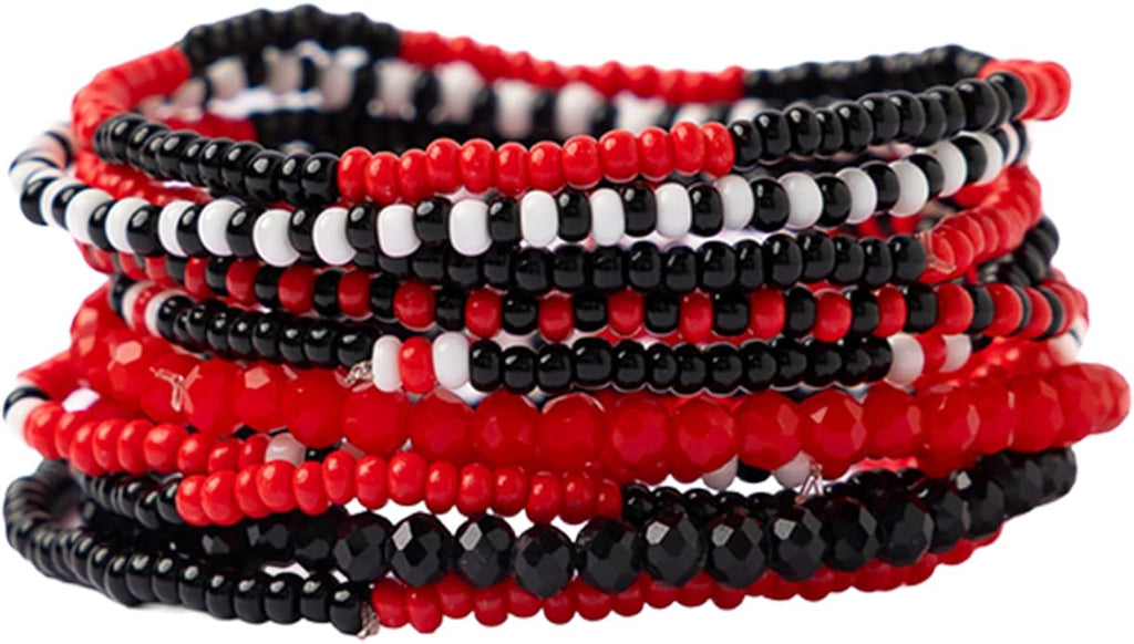 INK + ALLOY Game Day Bracelet Stacks, Beaded Bracelets for Football Gameday Outfits, Handmade Jewelry for College Students, Teachers, Football Moms, Set of 10