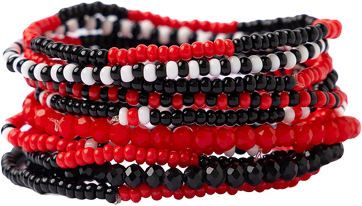 INK + ALLOY Game Day Bracelet Stacks, Beaded Bracelets for Football Gameday Outfits, Handmade Jewelry for College Students, Teachers, Football Moms, Set of 10
